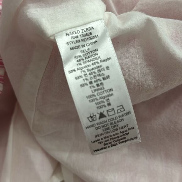 Naked Zebra Pink White Striped Shorts Button Front Romper With Pockets Size S - Picture 11 of 11